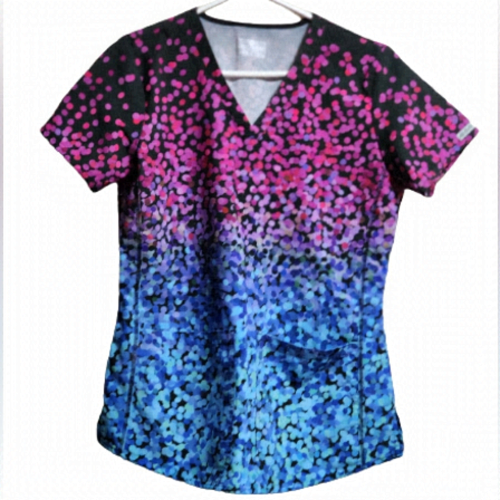 Med couture scrubs color bue and pink size small